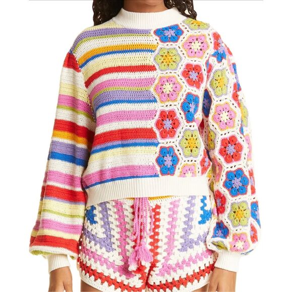 RARE- Farm Rio Handmade Crochet Sweater – Size Small –NWOT - Picture 4 of 16